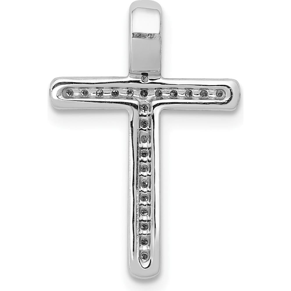 14K White Gold Diamond Cross Pendant - 1/10 Carat Diamond Weight by Monteluci Fine Jewelry