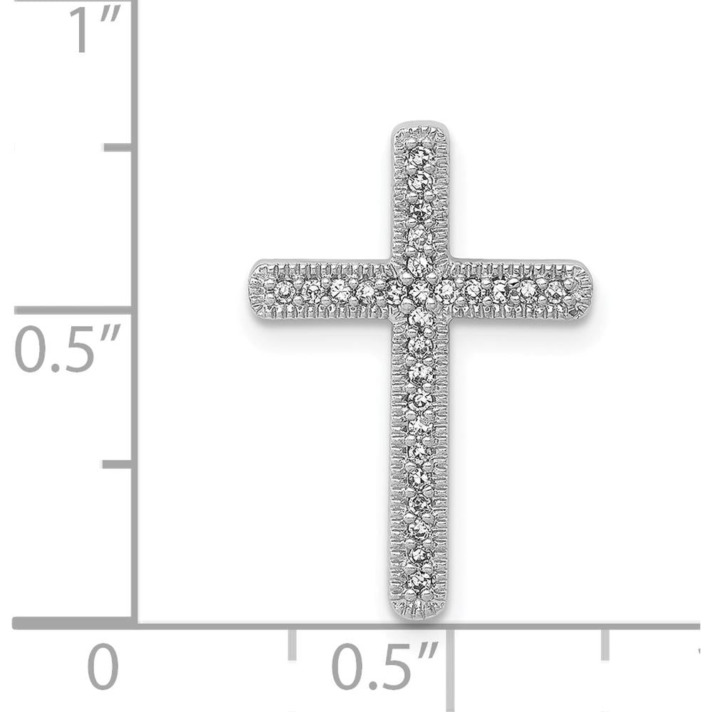14K White Gold Diamond Cross Pendant - 1/10 Carat Diamond Weight by Monteluci Fine Jewelry