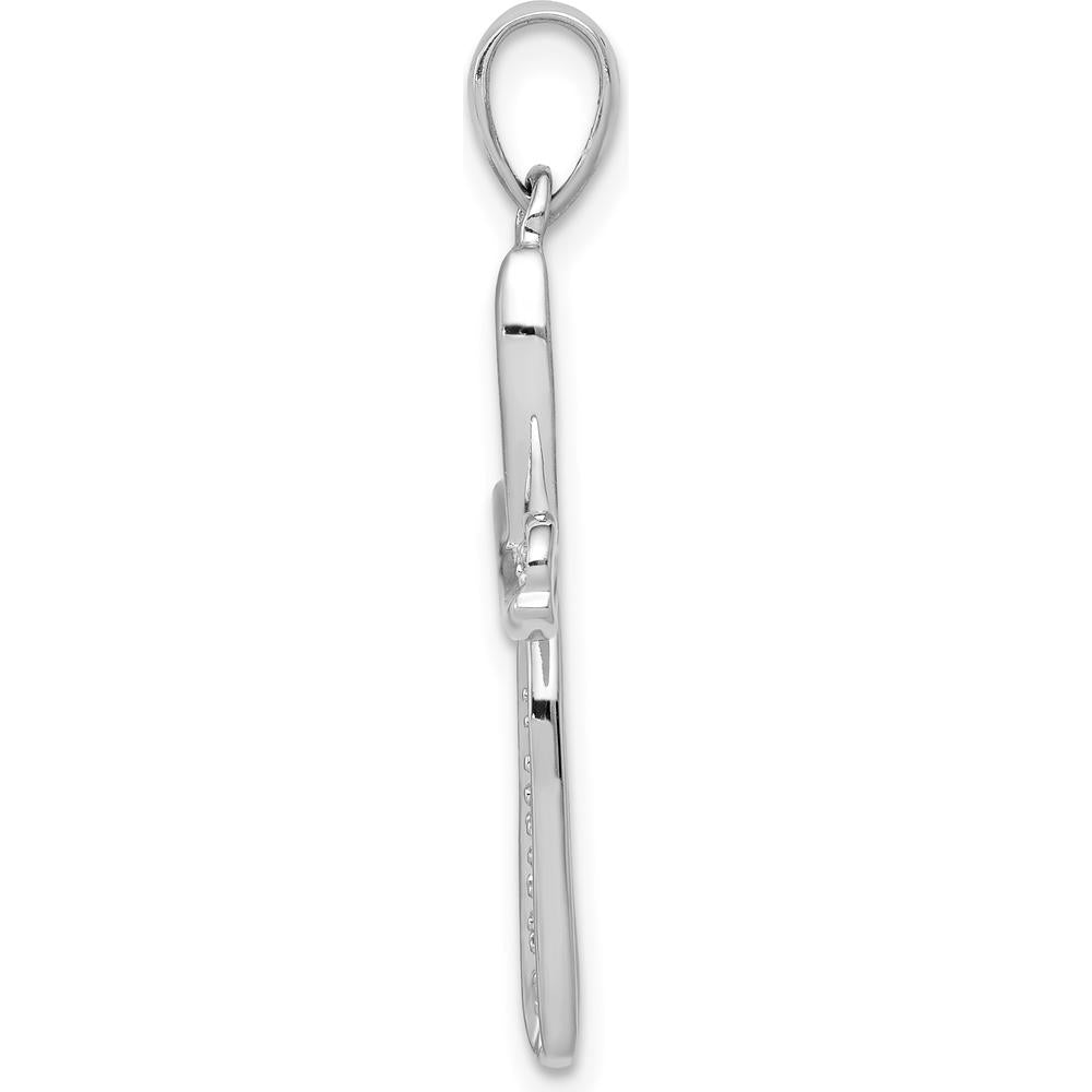 14K White Gold Diamond Cross Pendant - 1/15 Carat Total Diamond Weight by Monteluci Fine Jewelry