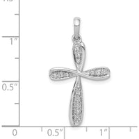 14K White Gold Diamond Cross Pendant - 1/15 Carat Total Diamond Weight by Monteluci Fine Jewelry