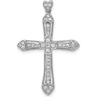 14K White Gold Diamond Cross Pendant - 1/3 Carat Total Diamond Weight by Monteluci Fine Jewelry
