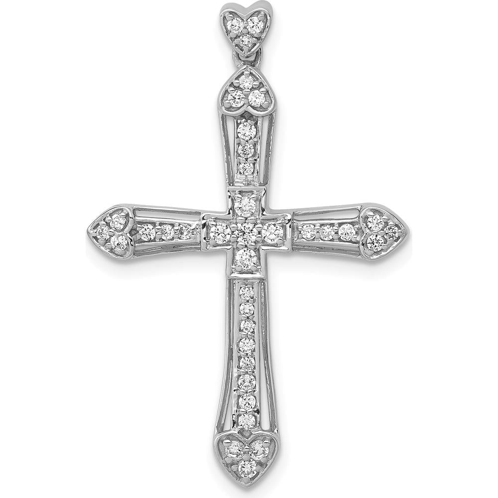14K White Gold Diamond Cross Pendant - 1/3 Carat Total Diamond Weight by Monteluci Fine Jewelry