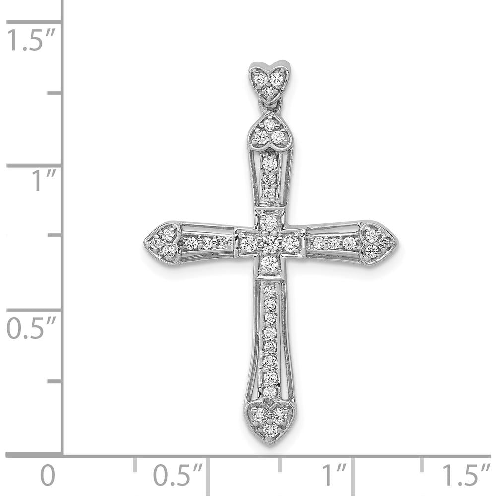 14K White Gold Diamond Cross Pendant - 1/3 Carat Total Diamond Weight by Monteluci Fine Jewelry