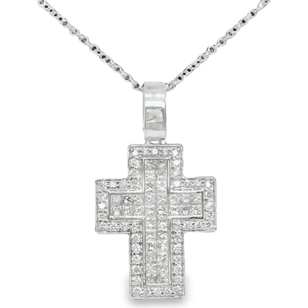 14K White Gold Diamond Cross Pendant Necklace by Afarin
