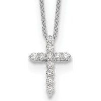 14K White Gold Diamond Cross Pendant Necklace with 1/4 Carat Total Diamond Weight by Monteluci Fine Jewelry
