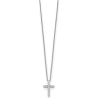 14K White Gold Diamond Cross Pendant Necklace with 1/4 Carat Total Diamond Weight by Monteluci Fine Jewelry