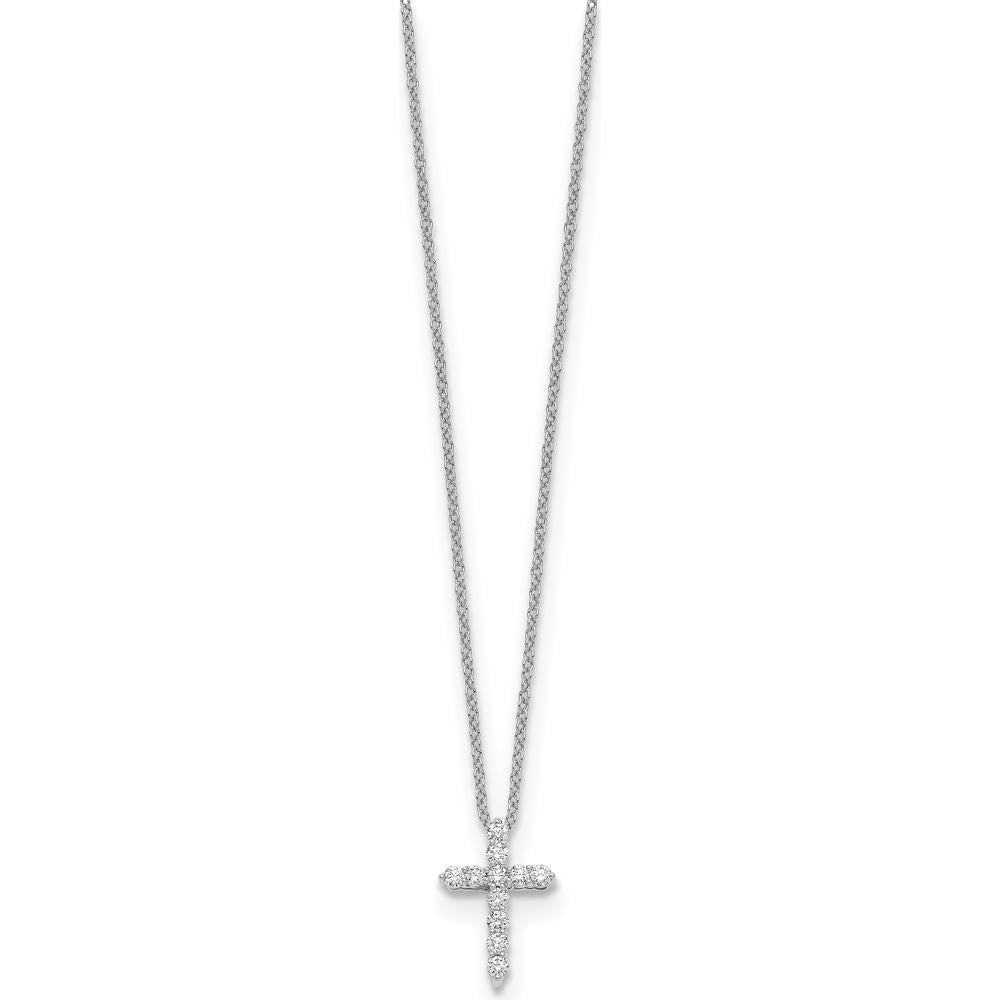 14K White Gold Diamond Cross Pendant Necklace with 1/4 Carat Total Diamond Weight by Monteluci Fine Jewelry