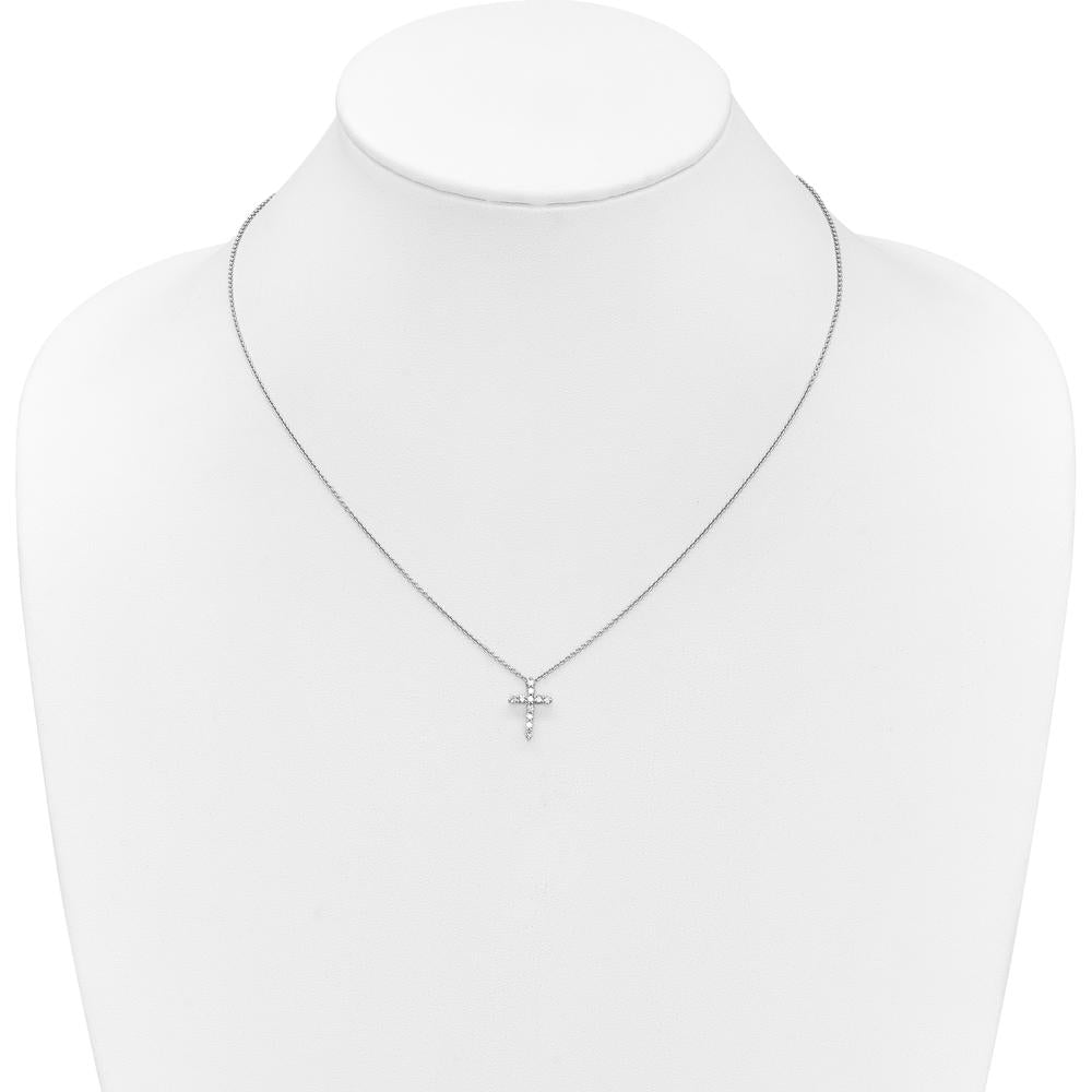 14K White Gold Diamond Cross Pendant Necklace with 1/4 Carat Total Diamond Weight by Monteluci Fine Jewelry