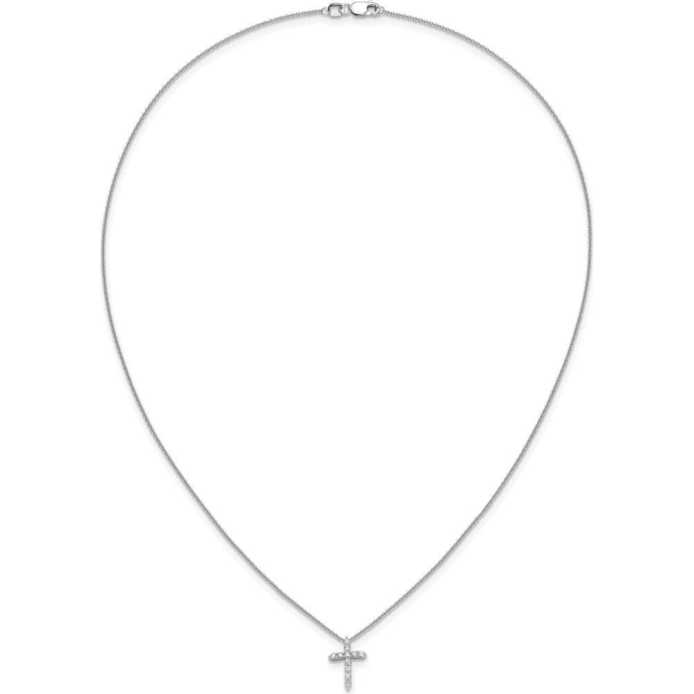 14K White Gold Diamond Cross Pendant Necklace with 1/4 Carat Total Diamond Weight by Monteluci Fine Jewelry