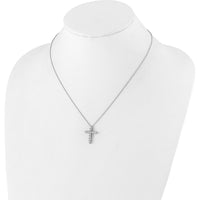 14K White Gold Diamond Cross Pendant Necklace with 11 Round Diamonds - 0.91 Carat Total Diamond Weight by Monteluci Fine Jewelry