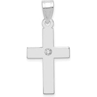 14K White Gold Diamond Cross Pendant with 0.02 Carat Round Diamond by Oro Pregiato