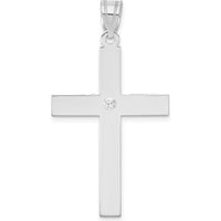 14K White Gold Diamond Cross Pendant with 0.02 Carat Round Diamond by Oro Pregiato