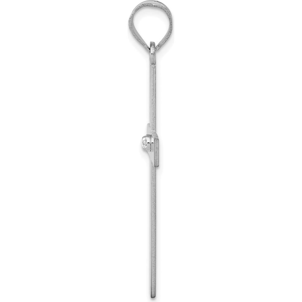 14K White Gold Diamond Cross Pendant with 0.02 Carat Round Diamond by Oro Pregiato