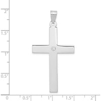 14K White Gold Diamond Cross Pendant with 0.03 Carat Round Diamond by Oro Pregiato