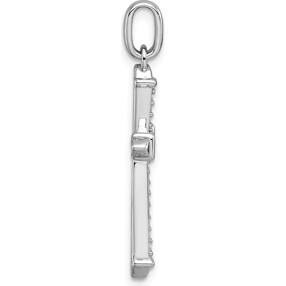 14K White Gold Diamond Cross Pendant with 0.20 Carat Natural Round Diamonds by Oro Pregiato