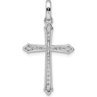 14K White Gold Diamond Cross Pendant with 0.20 Carat Natural Round Diamonds by Oro Pregiato