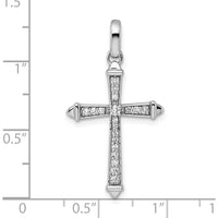 14K White Gold Diamond Cross Pendant with 0.20 Carat Natural Round Diamonds by Oro Pregiato