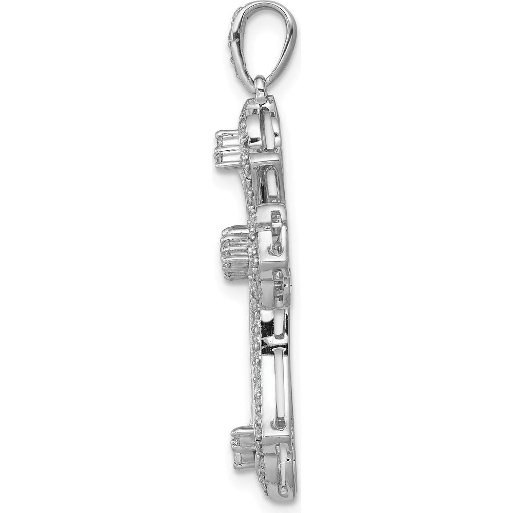 14K White Gold Diamond Cross Pendant with 1/2 Carat of Natural Round Diamonds by Monteluci Fine Jewelry