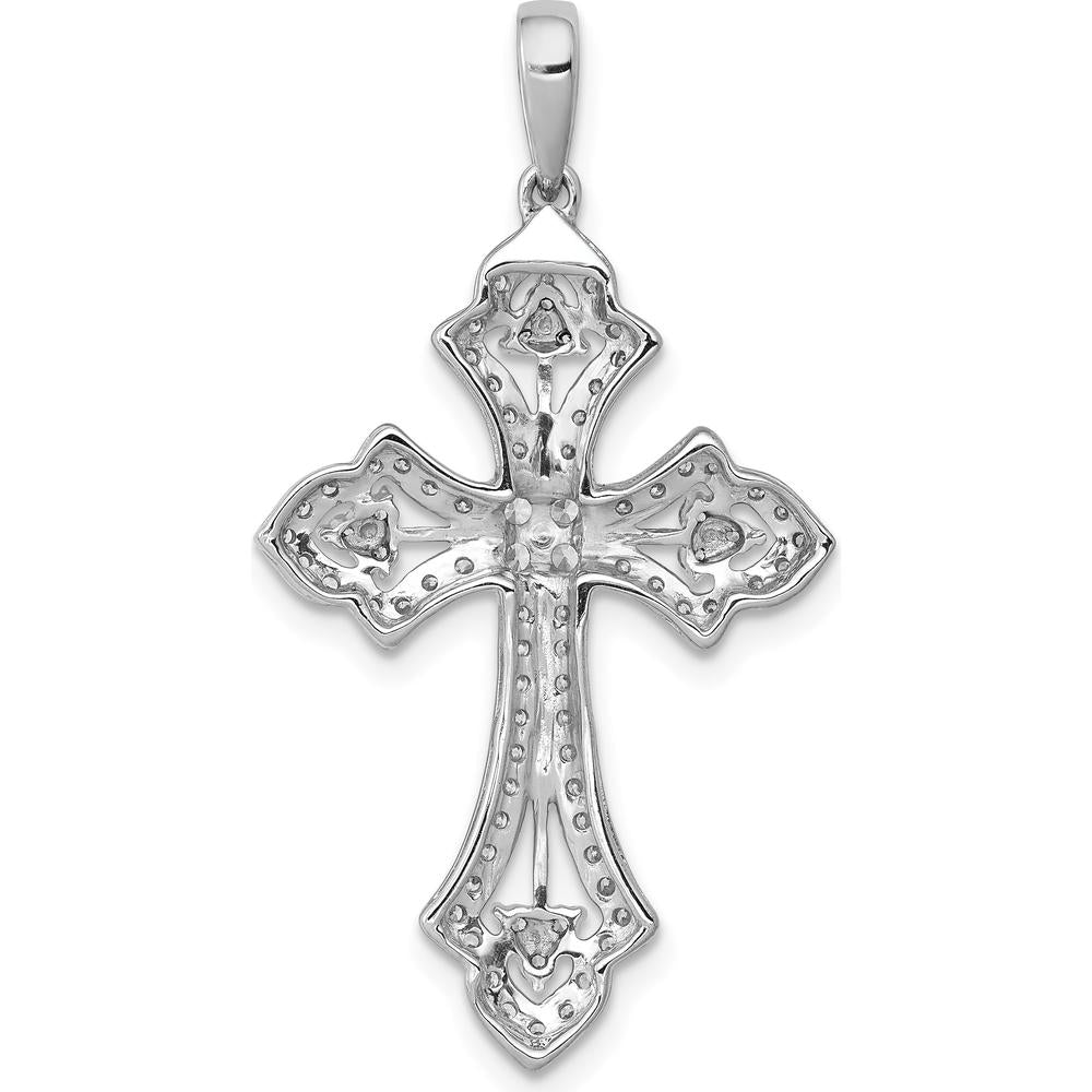 14K White Gold Diamond Cross Pendant with 1/2 Carat of Natural Round Diamonds by Monteluci Fine Jewelry