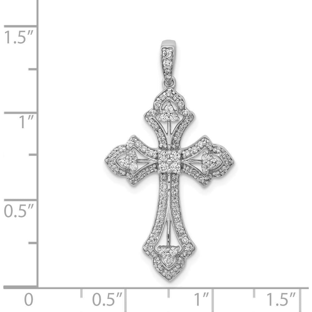 14K White Gold Diamond Cross Pendant with 1/2 Carat of Natural Round Diamonds by Monteluci Fine Jewelry