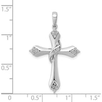 14K White Gold Diamond Cross Pendant with 1/6 Carat of Round Diamonds - Rhodium Plated by Monteluci Fine Jewelry