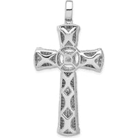 14K White Gold Diamond Cross Pendant with 1.75 Carat Total Round-Cut Diamonds by Monteluci Fine Jewelry