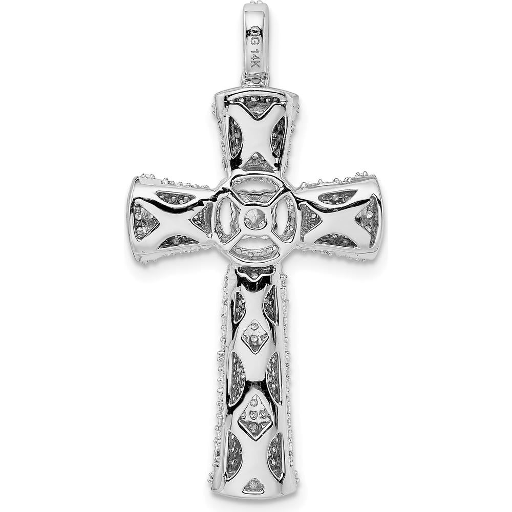 14K White Gold Diamond Cross Pendant with 1 Carat Total Diamond Weight by Monteluci Fine Jewelry