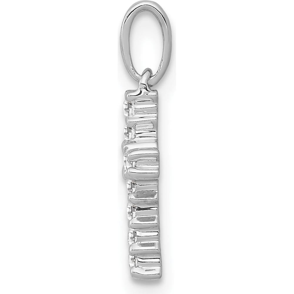 14K White Gold Diamond Cross Pendant with 10 Round Diamonds - 0.01 Carat Total Diamond Weight by Monteluci Fine Jewelry