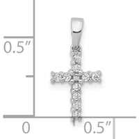 14K White Gold Diamond Cross Pendant with 10 Round Diamonds - 0.01 Carat Total Diamond Weight by Monteluci Fine Jewelry