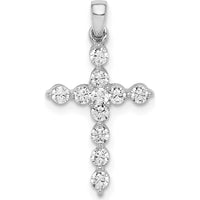14K White Gold Diamond Cross Pendant with 11 Round Diamonds - 0.38 Carat Total Diamond Weight by Monteluci Fine Jewelry