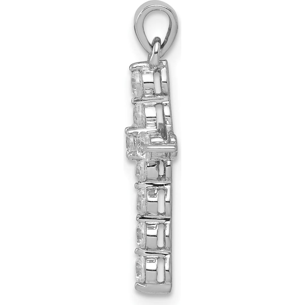 14K White Gold Diamond Cross Pendant with 11 Round Diamonds - 0.38 Carat Total Diamond Weight by Monteluci Fine Jewelry