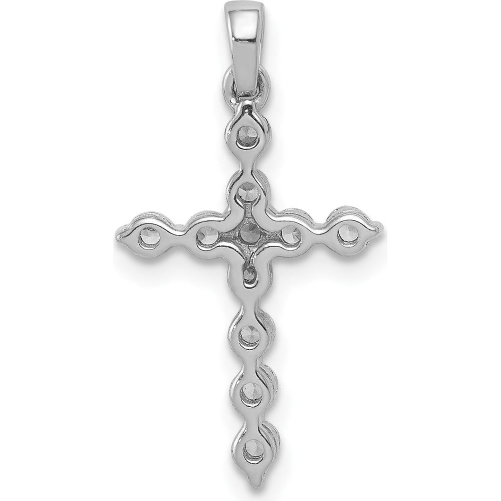 14K White Gold Diamond Cross Pendant with 11 Round Diamonds - 0.38 Carat Total Diamond Weight by Monteluci Fine Jewelry