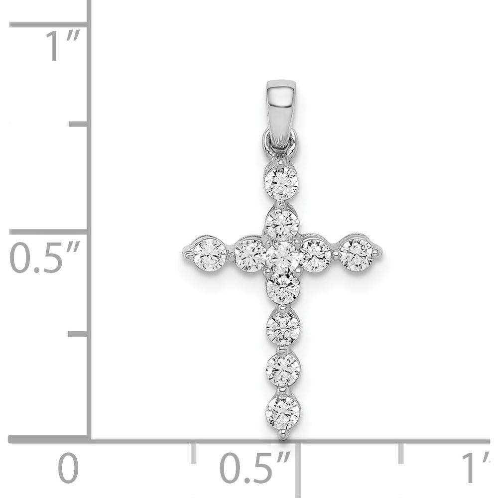 14K White Gold Diamond Cross Pendant with 11 Round Diamonds - 0.38 Carat Total Diamond Weight by Monteluci Fine Jewelry