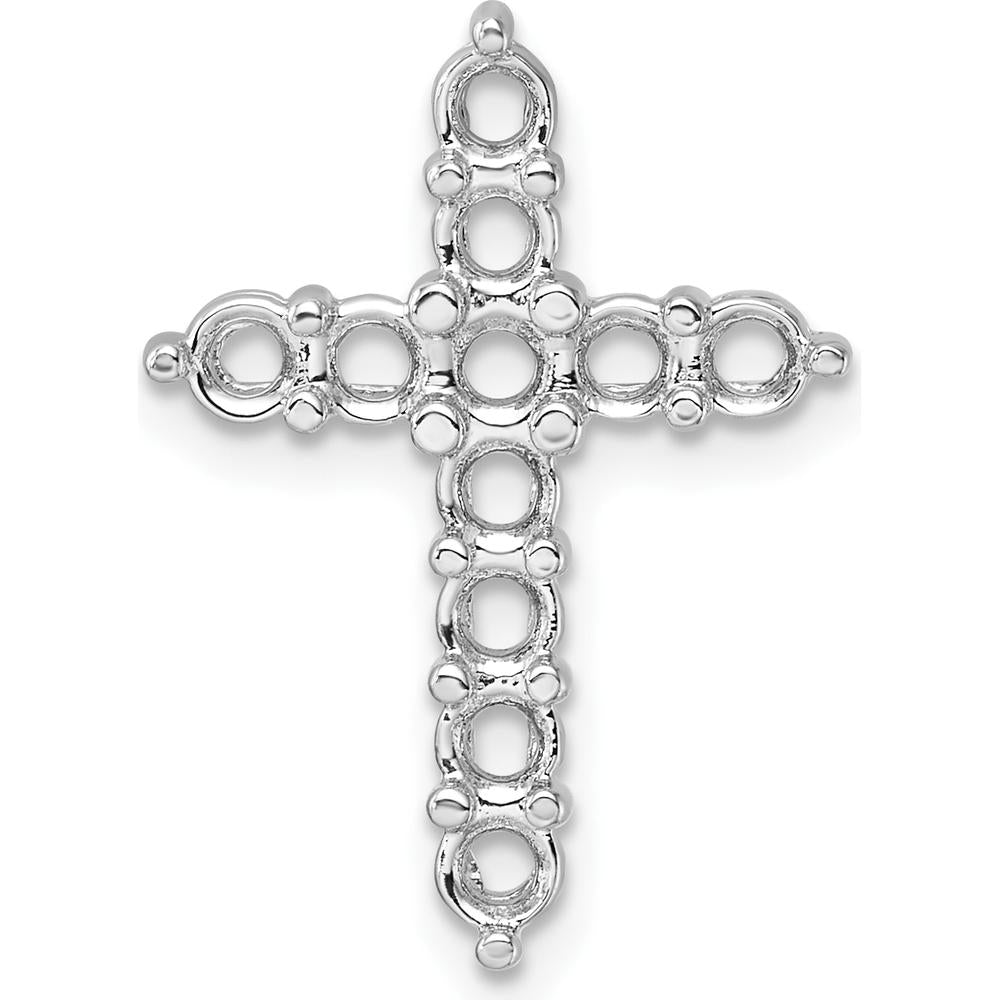 14K White Gold Diamond Cross Pendant with 11 Round Diamonds - 3.1mm Stones by Oro Pregiato