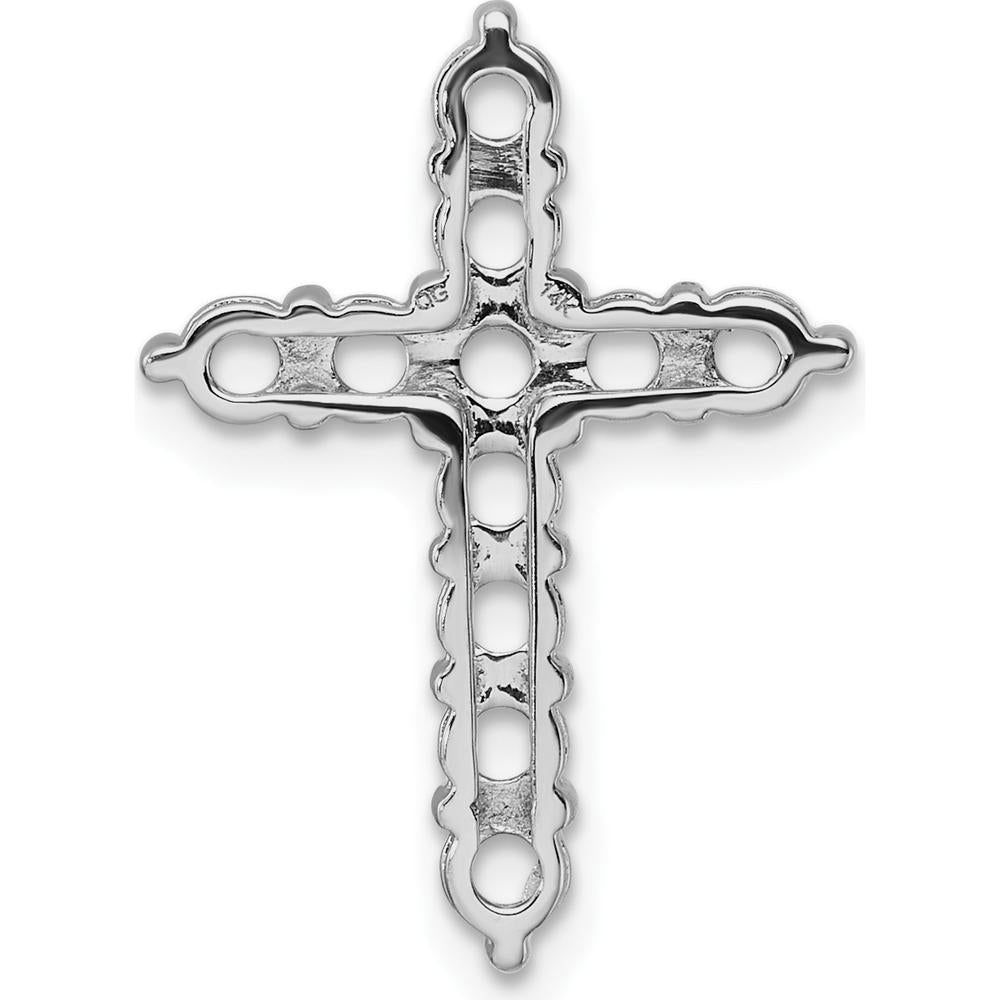 14K White Gold Diamond Cross Pendant with 11 Round Diamonds - 3.1mm Stones by Oro Pregiato
