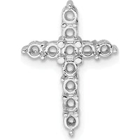 14K White Gold Diamond Cross Pendant with 11 Round Diamonds - Rhodium Plated by Oro Pregiato