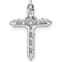 14K White Gold Diamond Cross Pendant with 11 Round Diamonds - Rhodium Plated by Oro Pregiato