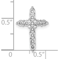 14K White Gold Diamond Cross Pendant with 11 Round Diamonds - Rhodium Plated by Oro Pregiato