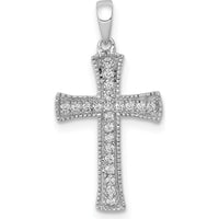 14K White Gold Diamond Cross Pendant with 22 Round Diamonds - 0.005 Carat Total Diamond Weight by Monteluci Fine Jewelry