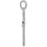 14K White Gold Diamond Cross Pendant with 22 Round Diamonds - 0.005 Carat Total Diamond Weight by Monteluci Fine Jewelry
