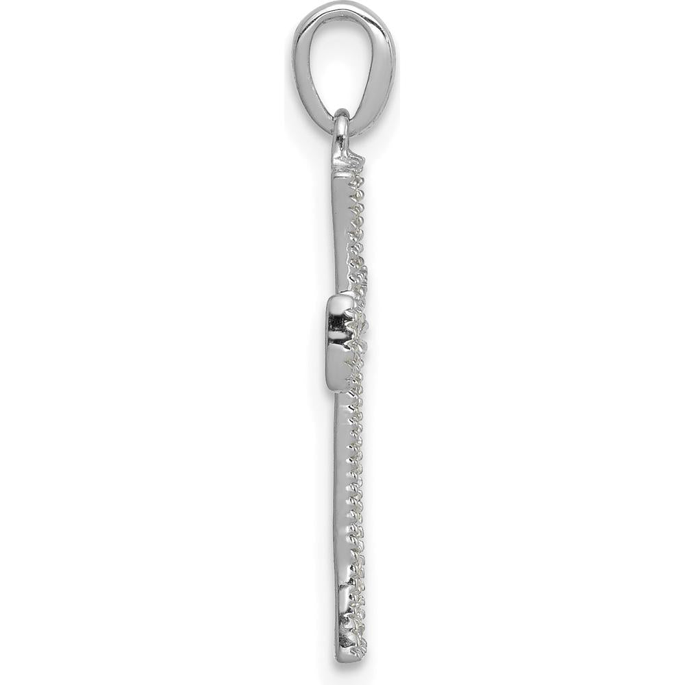 14K White Gold Diamond Cross Pendant with 22 Round Diamonds - 0.005 Carat Total Diamond Weight by Monteluci Fine Jewelry