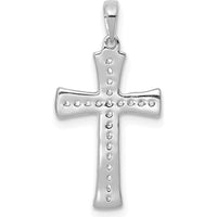 14K White Gold Diamond Cross Pendant with 22 Round Diamonds - 0.005 Carat Total Diamond Weight by Monteluci Fine Jewelry