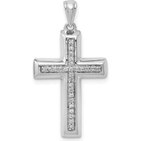 14K White Gold Diamond Cross Pendant with 27 Round Diamonds - 0.004 Carat Total Diamond Weight by Monteluci Fine Jewelry