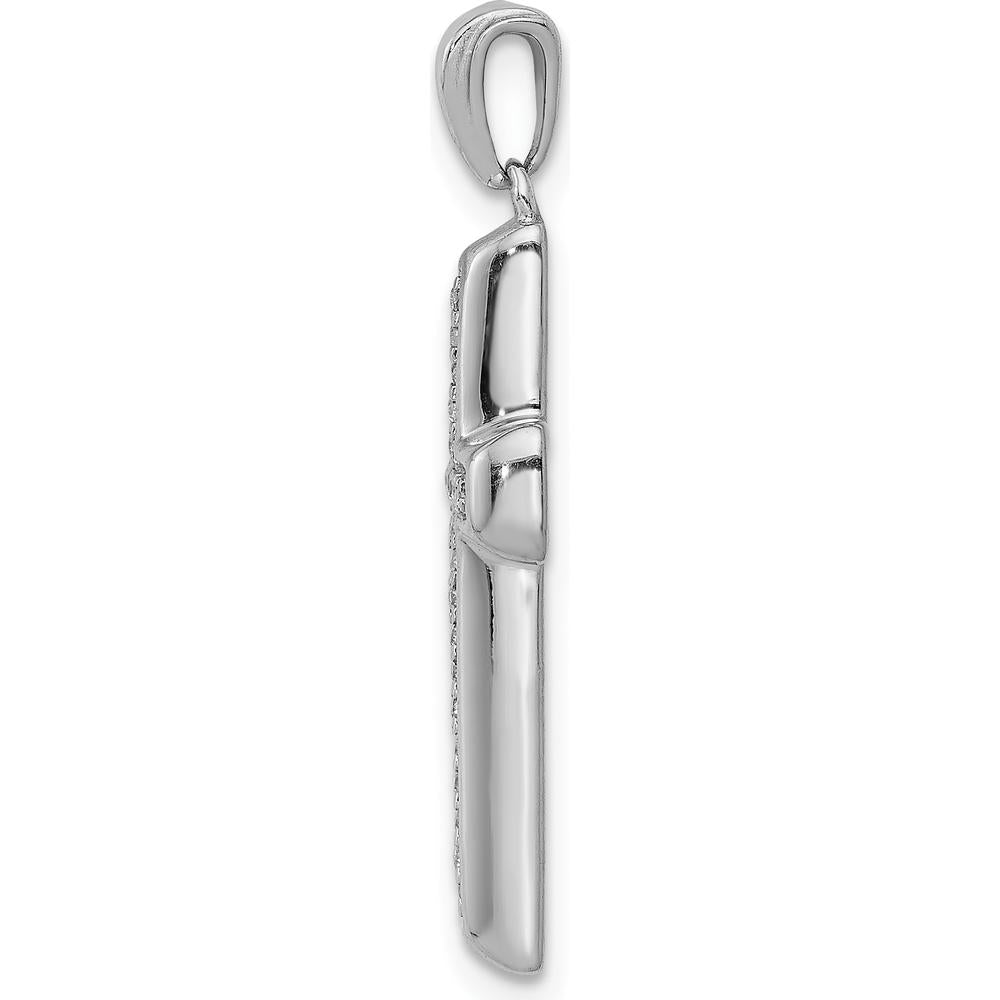 14K White Gold Diamond Cross Pendant with 27 Round Diamonds - 0.004 Carat Total Diamond Weight by Monteluci Fine Jewelry