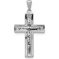 14K White Gold Diamond Cross Pendant with 27 Round Diamonds - 0.004 Carat Total Diamond Weight by Monteluci Fine Jewelry
