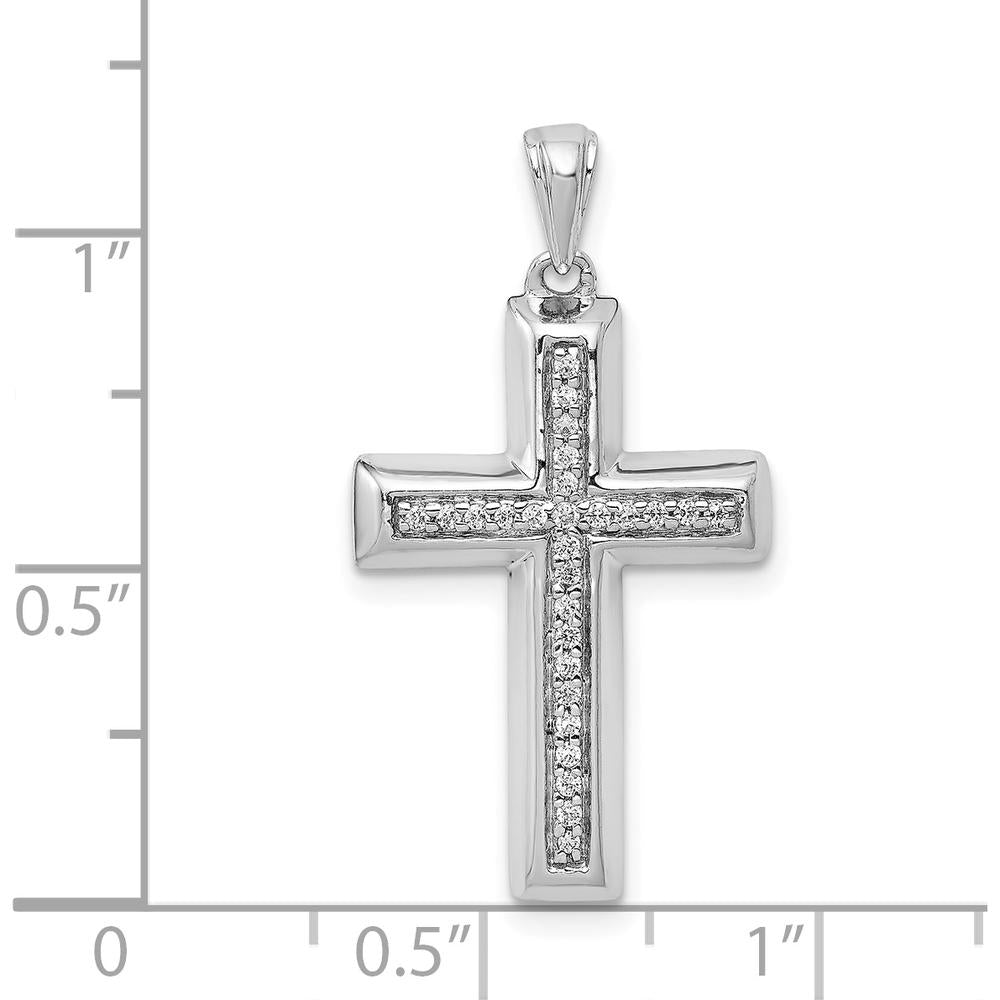 14K White Gold Diamond Cross Pendant with 27 Round Diamonds - 0.004 Carat Total Diamond Weight by Monteluci Fine Jewelry