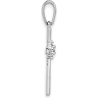 14K White Gold Diamond Cross Pendant with 3 Brilliant White Diamonds - 0.05 Carat Total Diamond Weight by Oro Pregiato