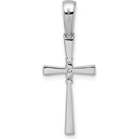 14K White Gold Diamond Cross Pendant with 3 Brilliant White Diamonds - 0.05 Carat Total Diamond Weight by Oro Pregiato