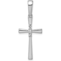 14K White Gold Diamond Cross Pendant with 3 Diamonds - 0.09 Carat Total Diamond Weight by Oro Pregiato