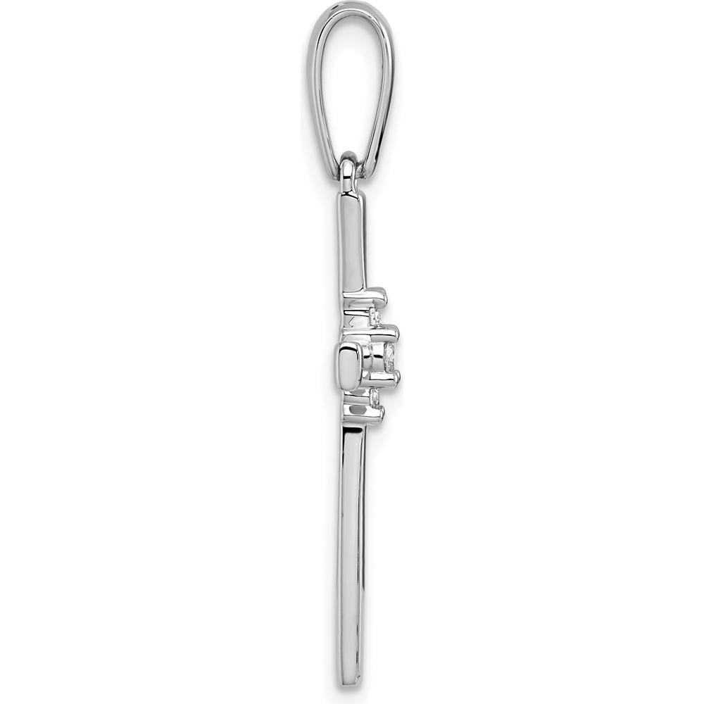 14K White Gold Diamond Cross Pendant with 3 Diamonds - 0.09 Carat Total Diamond Weight by Oro Pregiato